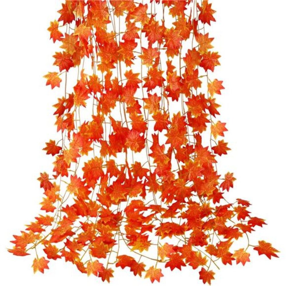 12 Pack Fall Leaf Garland, Hanging Vines Garland Artificial Fall Maple